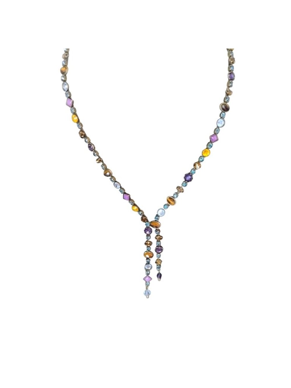 Vintage Sorrelli Crystal Rhinestone Lariat Necklace Adjustable